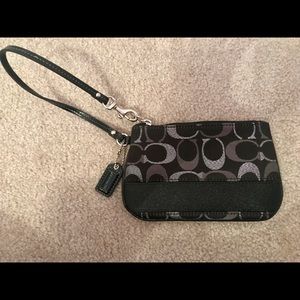 Coach Silver/Black Logo Wristlet